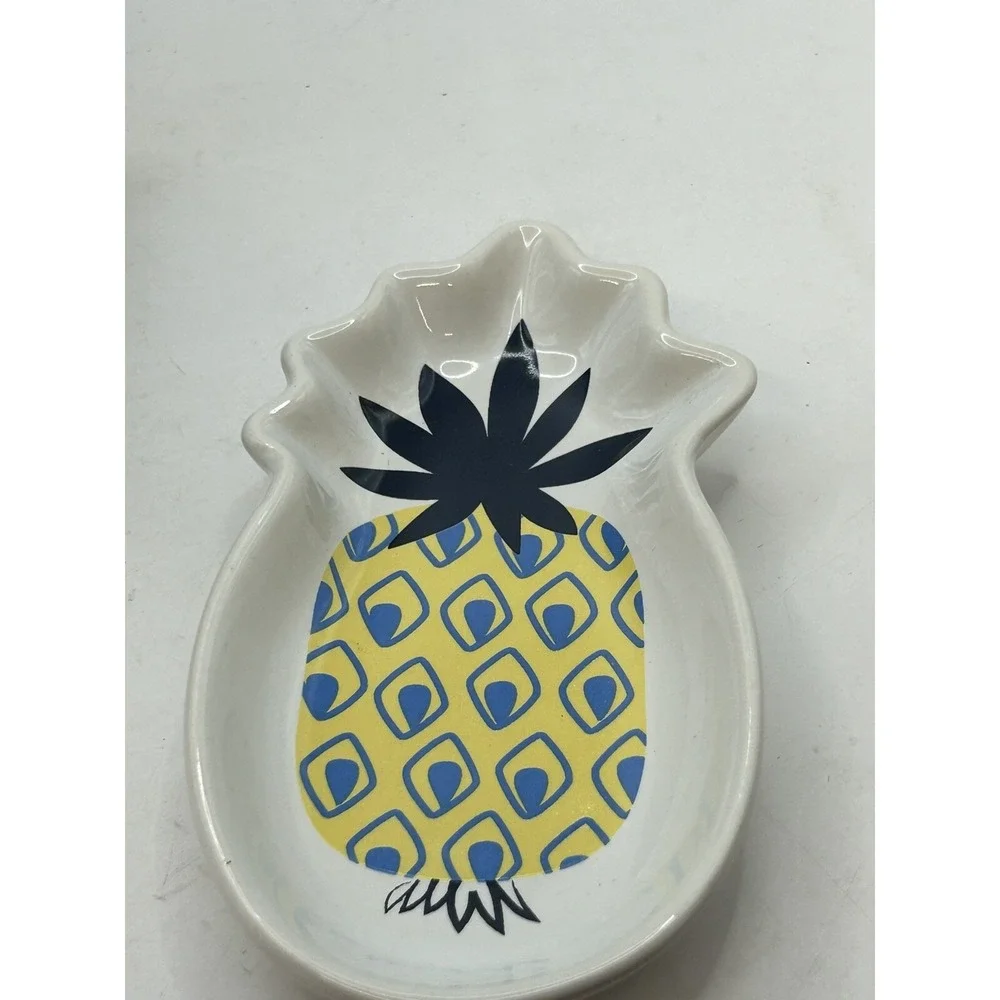 Thirty-One Pineapple Trinket Dish Jewelry Keepsake Tray Vanity Fruit Yellow